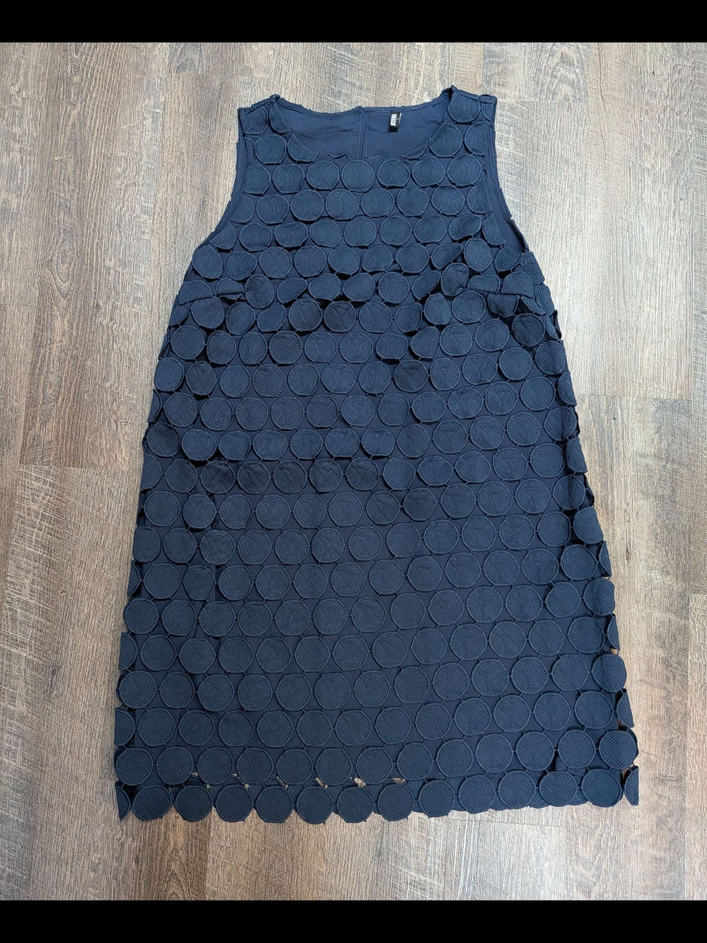Textured Navy Sleeveless Midi Dress